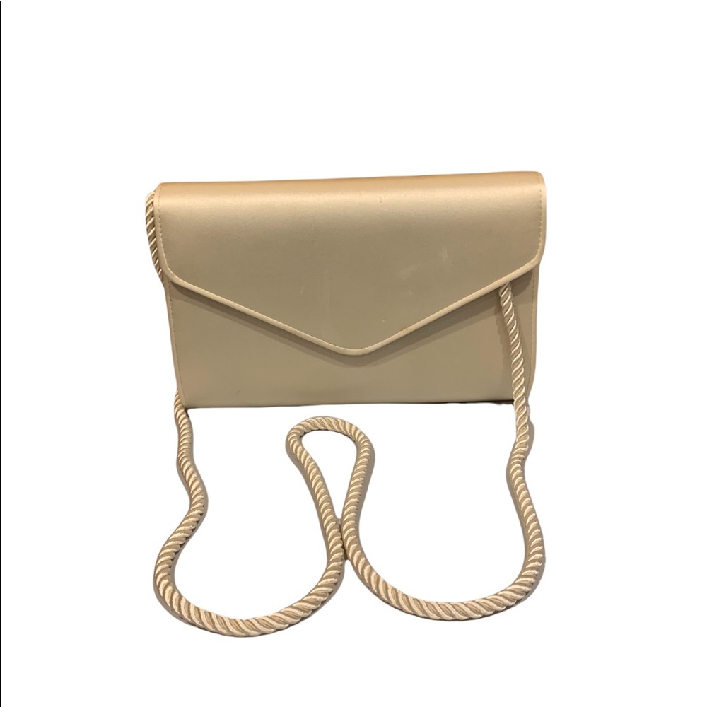 Vintage Nordstrom Ivory Satin Evening Clutch With Braided Strap Orginal Box